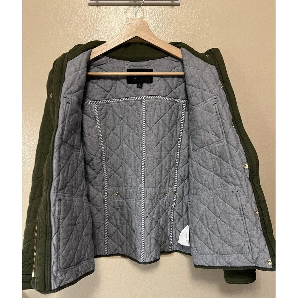 J.Crew‎ Cotton Quilted Downtown Field Jacket in Olive Green Women's Size Medium